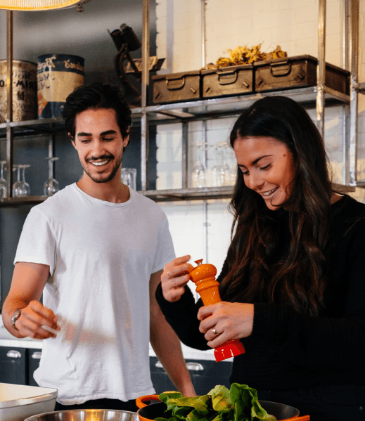 Couple prepare healthy food